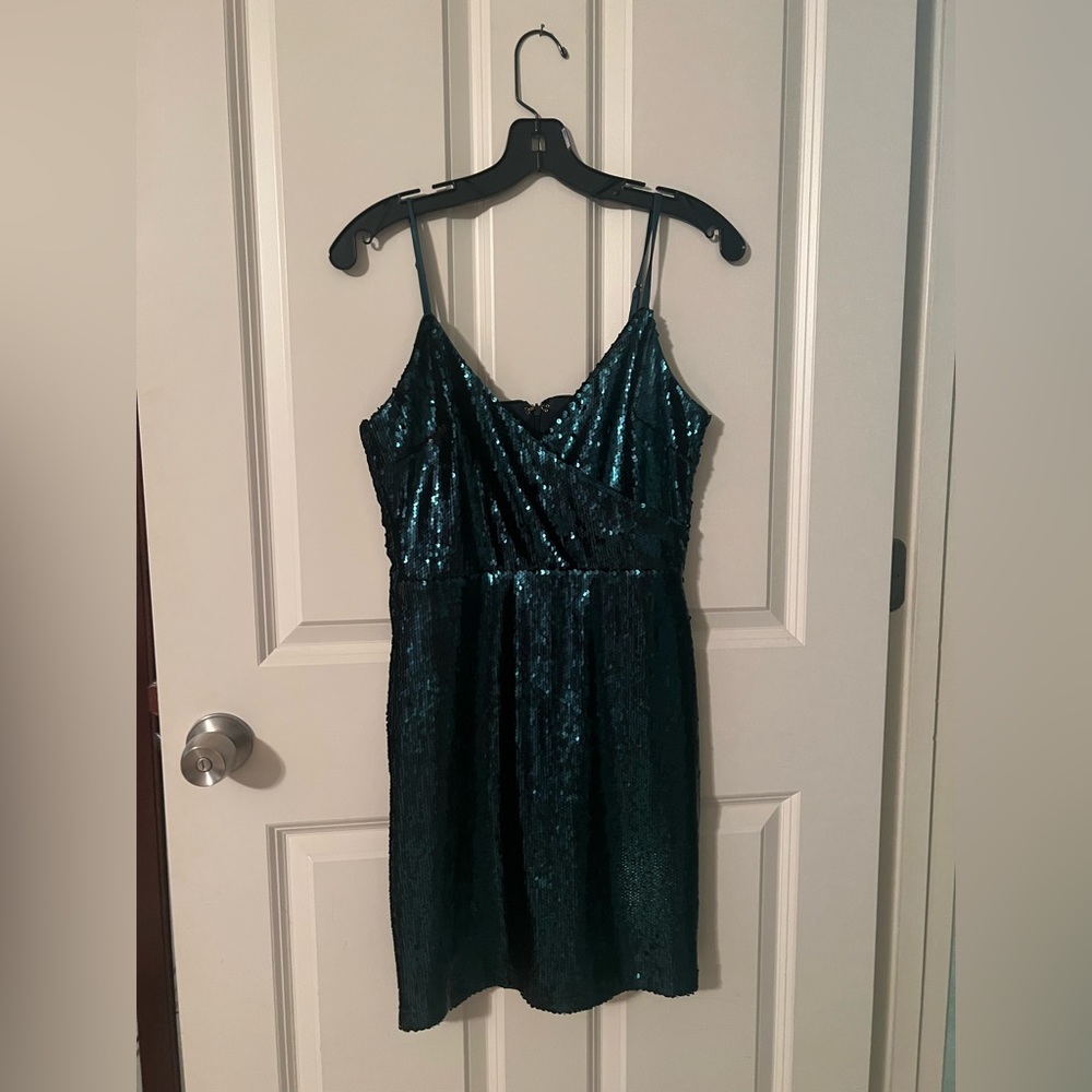 Green mini sequin dress